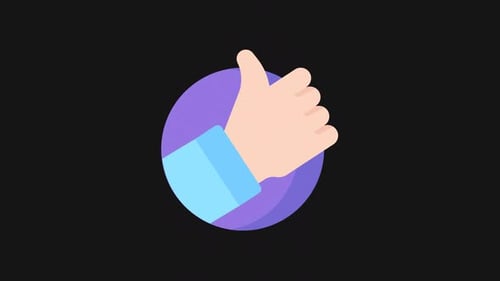 Animated Flat Design Thumbs Up Hand Icon