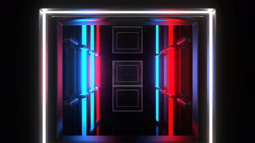 Red And Blue Fast Flashing Light Strobe Neon Corridor Background Vj Loop In 4K