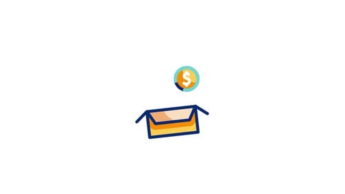 Animated Donation Box Icon with Money and Hearts