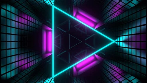 Mirrored Tunnel With Cyan And Pink Neon Strobe Background Vj Loop In 4K
