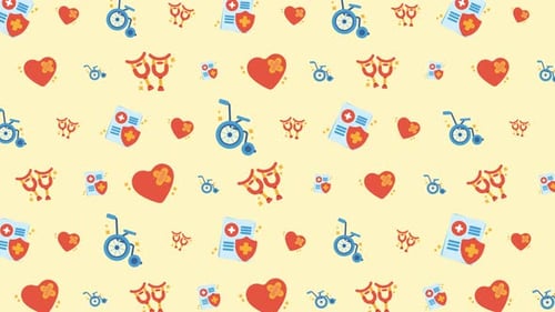 Seamless Flat Design Medical Healthcare Icons Pattern Loop