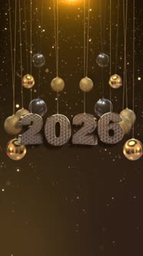 Elegant New Year 2026 Countdown with Golden Ornaments