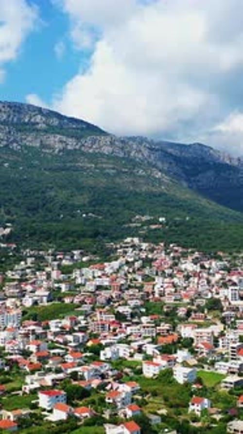 Densely built low architecture of the city of Bar in Montenegro.
