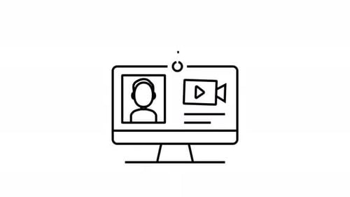 Animated icon of video call on computer screen