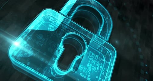 Cyber security with padlock symbol 3d digital concept loop