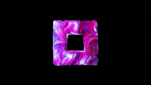 Glowing Iridescent Square Frame On Alpha