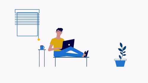 Animated Person Working on Laptop Flat Design