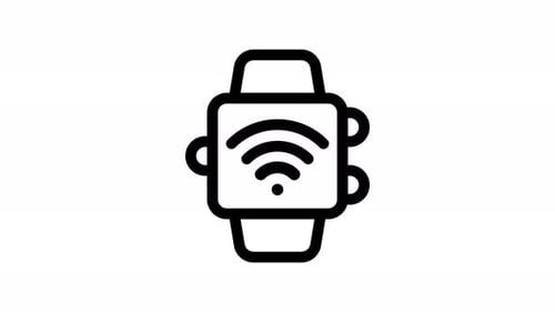 Flat Design Smartwatch Icon Animating Wi-Fi Connection