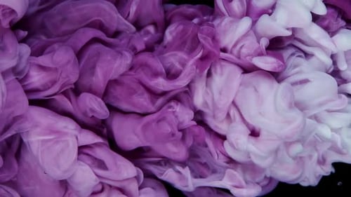 Vertical Captivating Fluid Art Lilac Ink Cloud Spreading Gracefully in Water Dark Background