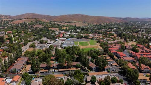 An Aerial View of a Suburban Neighborhood Situated in Los Angeles California USA
