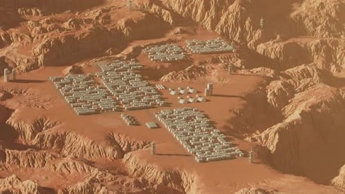 un complejo internacional de laboratorios científicos y módulos vivientes entre el paisaje