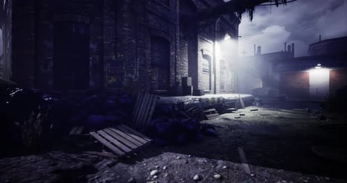 Gritty Industrial Alley Night Scene Background Animation