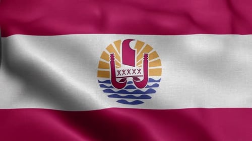 French Polynesia Flag Waving Realistic Loop Animation