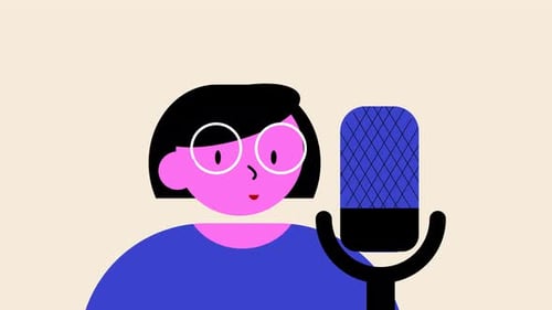 Flat Design Person Recording with Microphone Animation