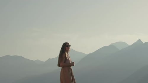 Woman Enjoying Mountain View on Tropical Day