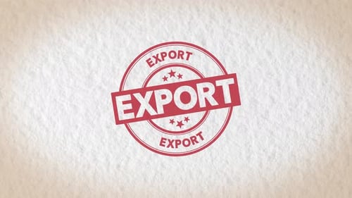 Animated Hand Stamping Red Export Text on Textured Paper