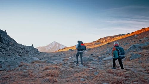 Hiking Through the Pyrenees Mountains in Spain at Sunset