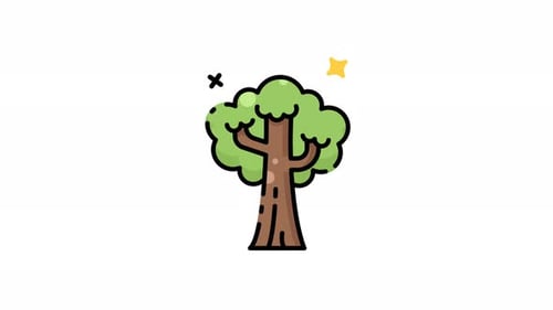 Simple Animated Tree Icon with Sparkling Details