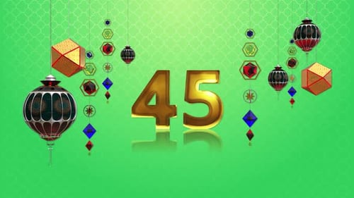 Ramadan and Eid Countdown with Decorative Islamic Lanterns and Gems