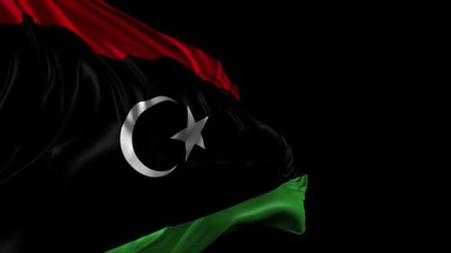 Waving National Flag Animation with Crescent and Star Symbol