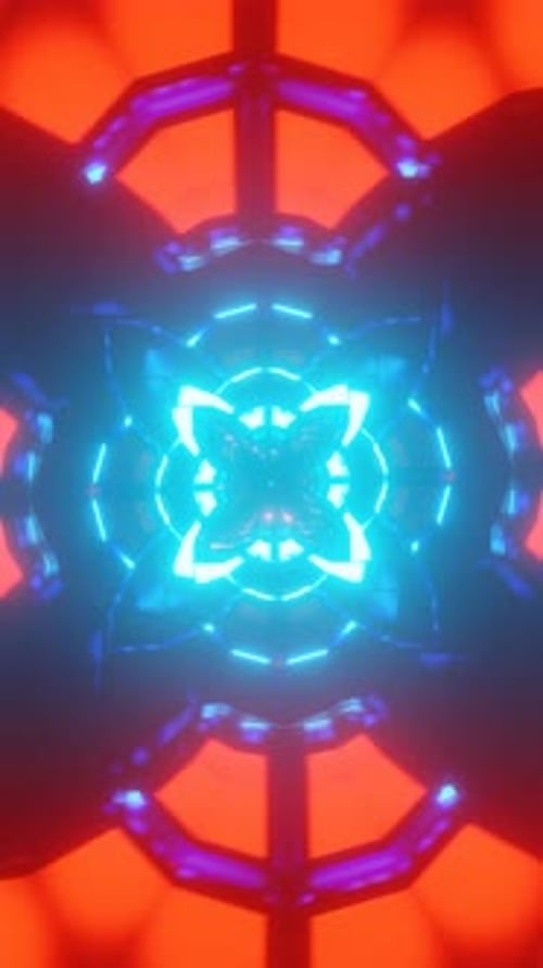 Vertical Video of Abstract VJ Loop With Neon Rotations And Light Effects