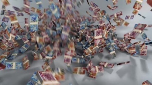 Ghana Money - Cedi Stacked Money Falling - Ghanaian Currency