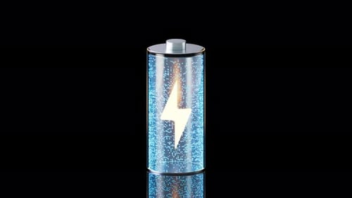 Battery Charging Animation with Glowing Energy Particles