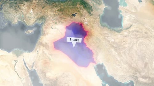 Iraq Map - Clouds Effect