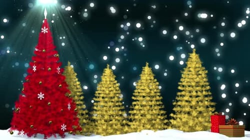 Bright Holiday Christmas Trees and Sparkling Snow Animation