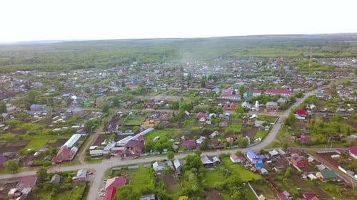 Panoramic View of a Small Rural Town