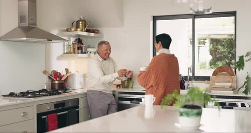 Senior Couple Talking in a Modern Kitchen