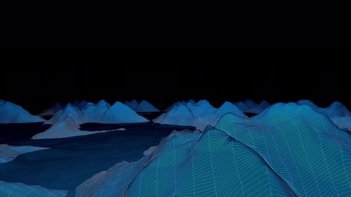 Futuristic Digital Wireframe Landscape Animation Loop