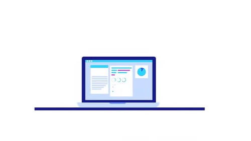 Flat Design Laptop Revealing Business Dashboard Animation