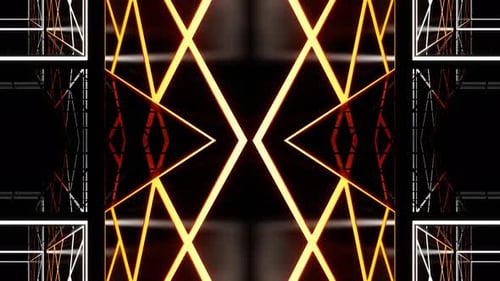 Fondo de caleidoscopio con movimiento cyberpunk blanco y naranja Vj Loop en 4K