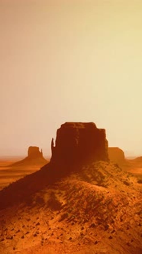 Massive Rock Formation in Desert