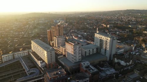 Aerial Town Of London Before Sunset 4k