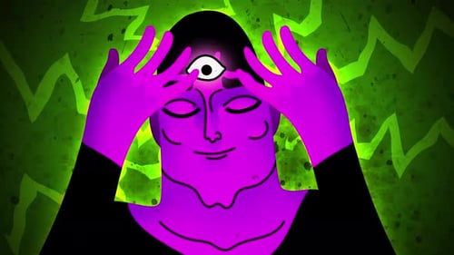 psychedelic scene of a man awakening his third eye
