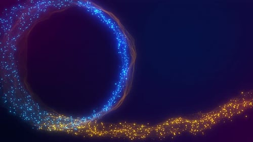 Abstract Swirling Particle Wave Background in Blue and Orange