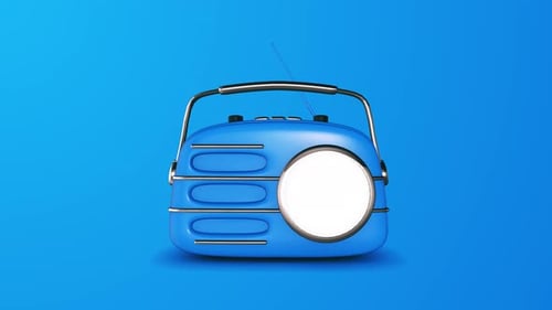 Animated Blue 3D Radio Rotation Loop