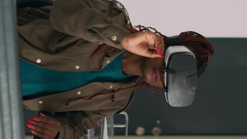 Vertical Video African American Developer Working with Vr Glasses
