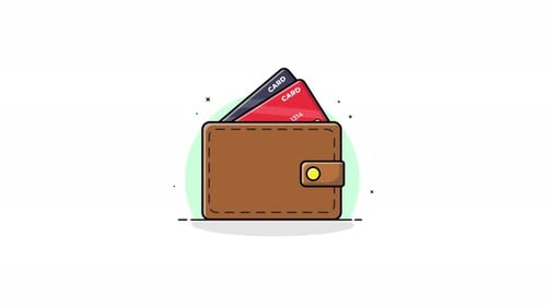 4k Wallet with Bank Card. Financial Security Concept Animation Video