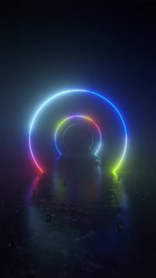 Futuristische Neonkreise bewegen sich vertikal