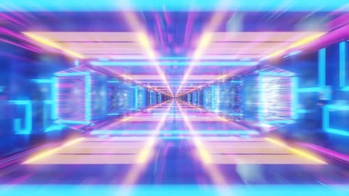 3d render red, blue and purple light is coming from behind. Abstract endless background