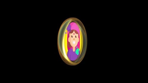 Animated Girl Avatar Spinning in Golden Circle for Holi Festival