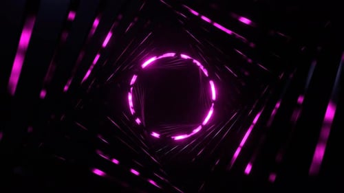 Pink Fantastic Space With Round Shining Neon Portal Background Vj Loop In 4K