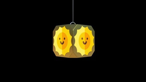 Animated Hanging Sun Face Lantern Rotation