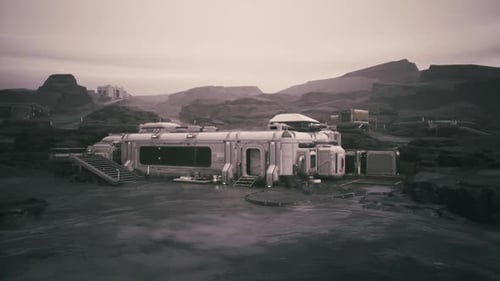Colonist Base Established on a Rocky Distant Planet in a Futuristic Setting