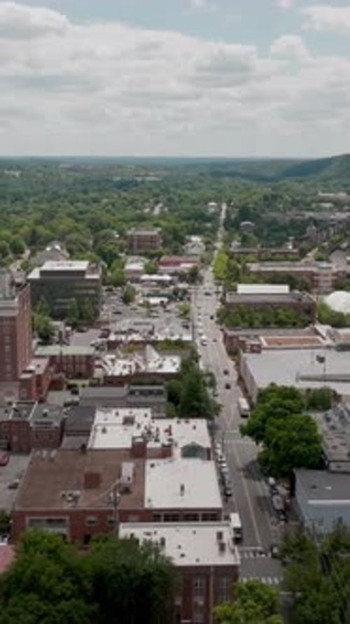 Vertical Charlottesville Virginia Aerial Drone Left to Right Cityscape