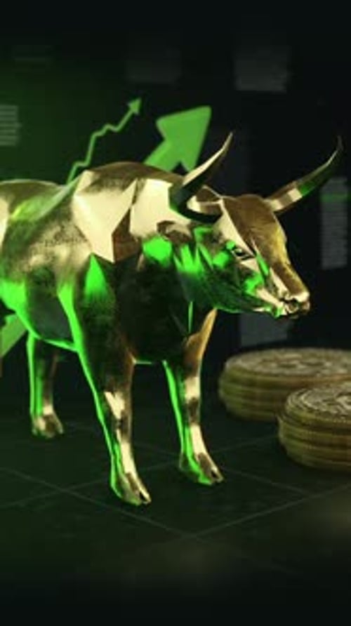 Golden Bull Market Financial Growth Vertical Stock Trading Animation
