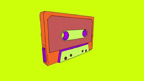 Illustrated Orange & Lime Green Cassette Tape On Alpha